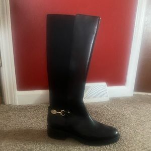 Giani Bernini Women’s Zip-Up Riding Boot, Buckle Accent, Black, 8.5.